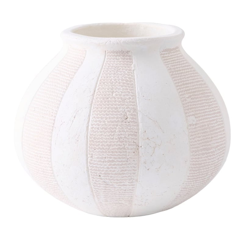 Banded Off White Stripe Belly Vase