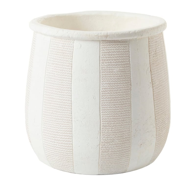 Banded Off White Stripe Pot