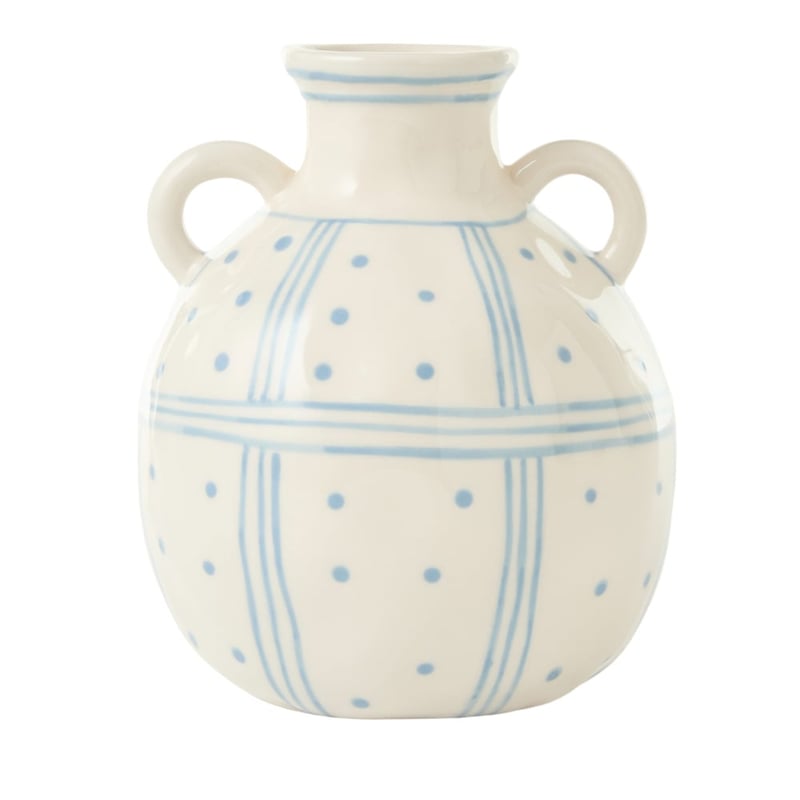 Corfu White & Blue Hand Painted Belly Vase
