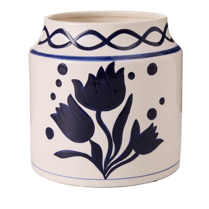 Corfu White & Blue Hand Painted Pot