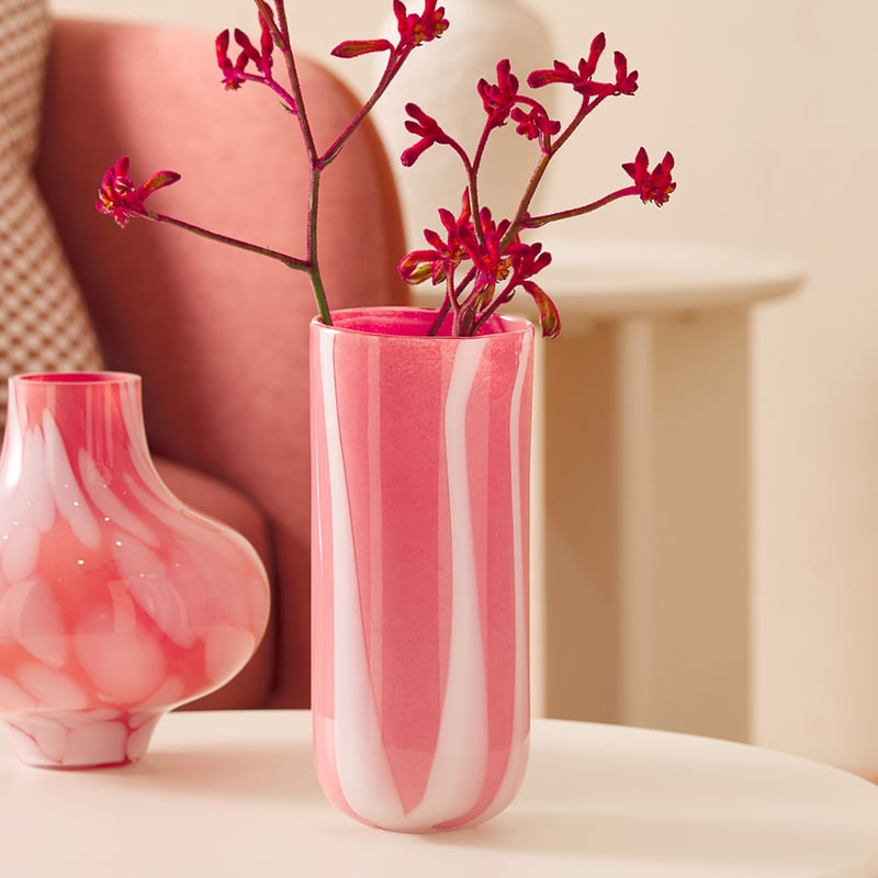 Mira Pink & White Stripe Vase