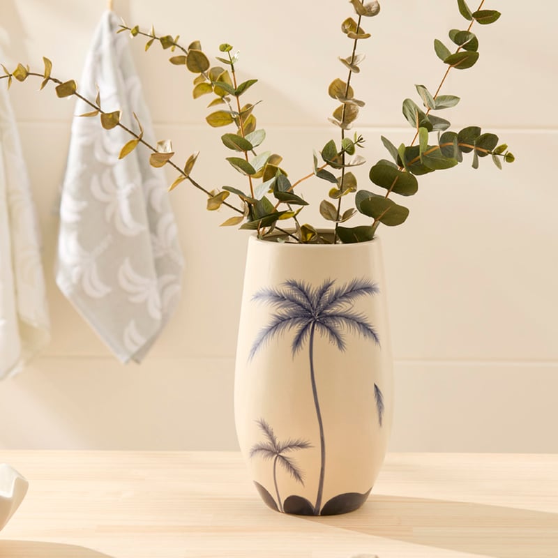 Palm Off White & Blue Vase