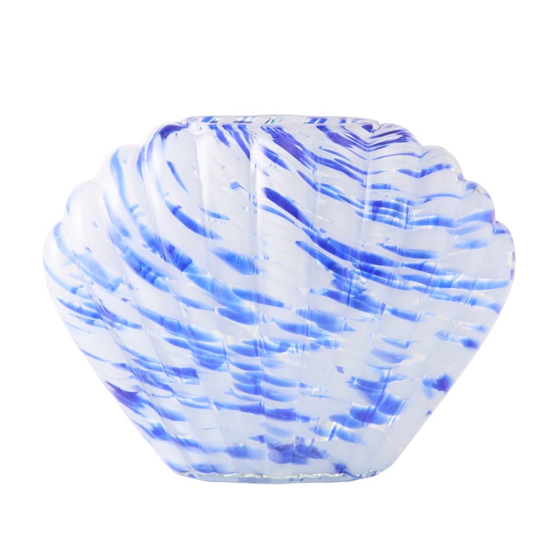 Seabreeze White & Blue Clam Shell Vase