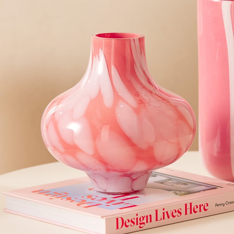 Mottled White & Pink Belly Vase