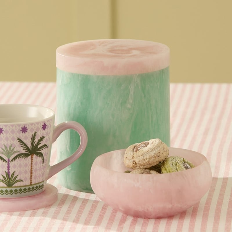 Calypso Matte Mint & Rose Pink Resin Canister