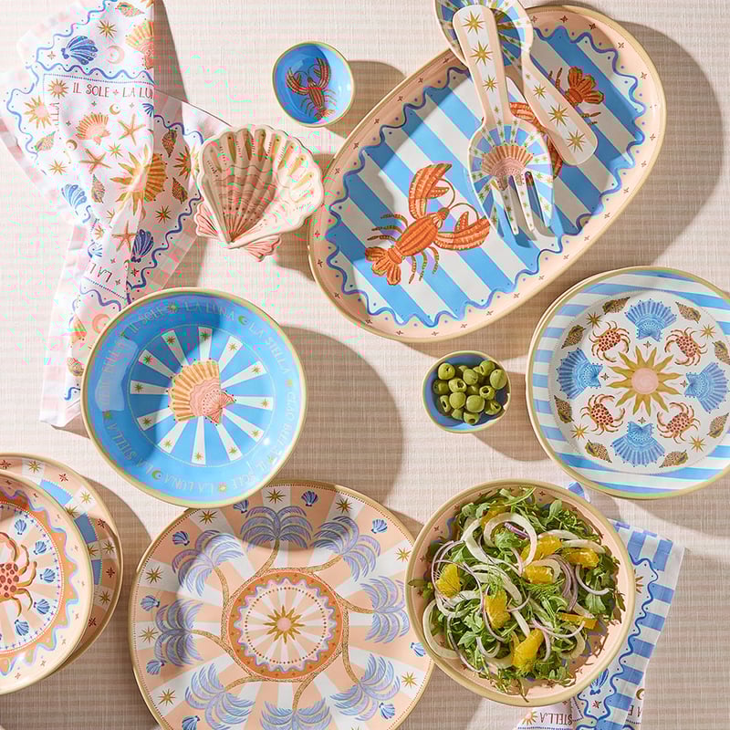 La Sirena Sun & Shell Melamine Salad Servers Set of 2