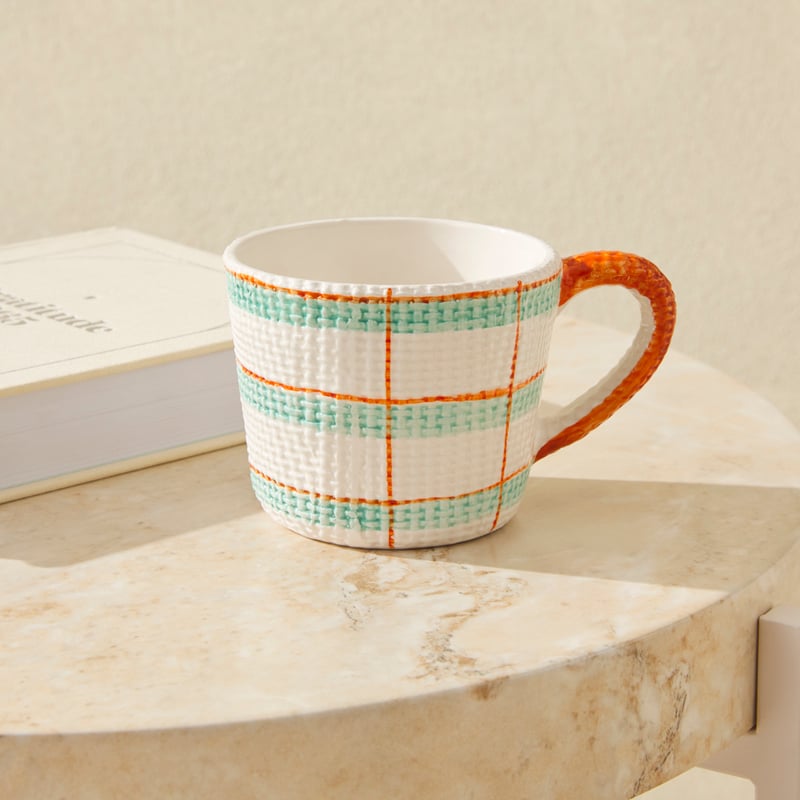 Edie Teal Check Mug