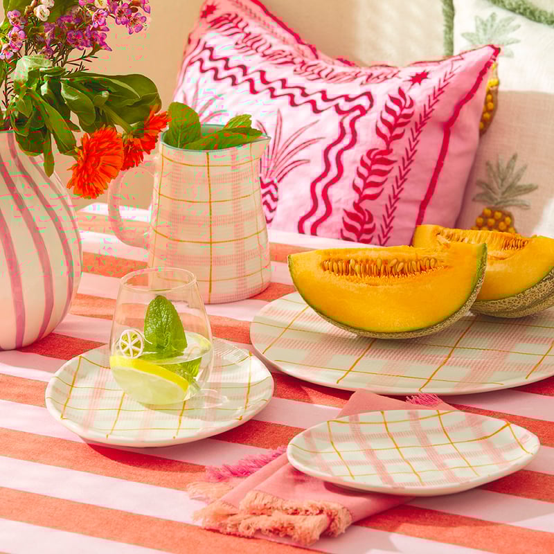 Edie Pink Check Jug