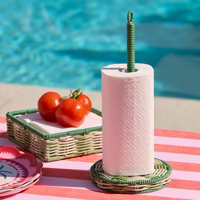 Rye Green & White Paper Towel Holder