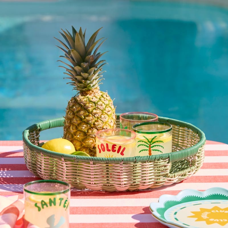 Rye Green & White Round Tray