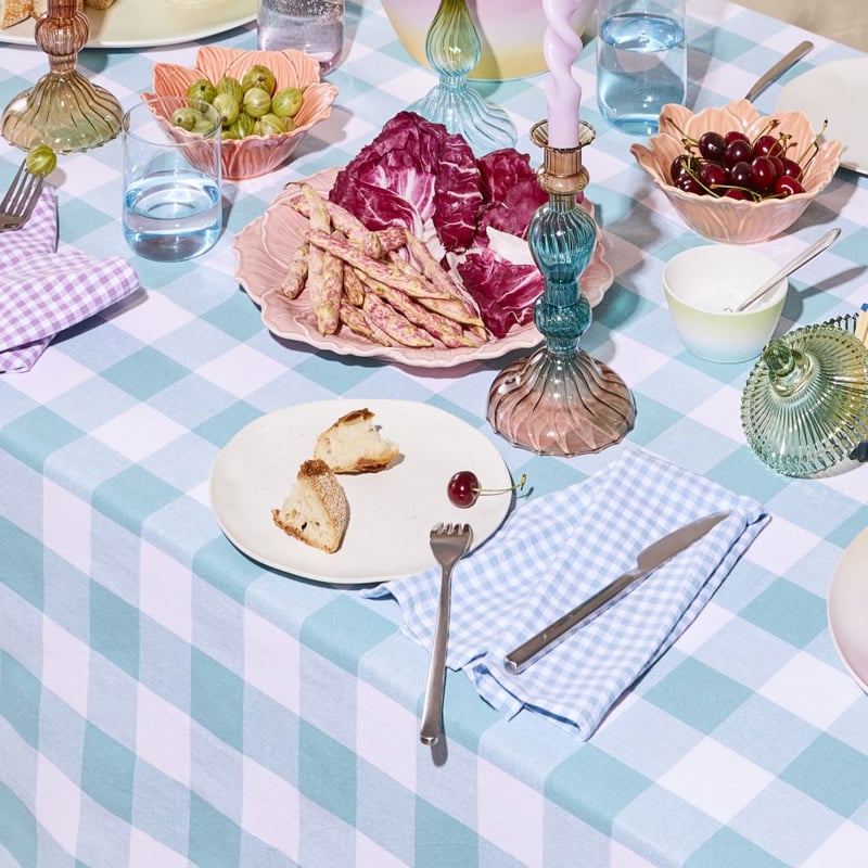 Sadie Aquamarine Gingham Tablecloth