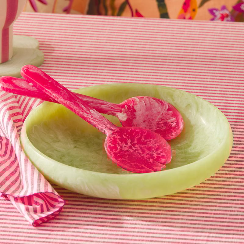 Calypso Matte Raspberry Resin Salad Server Set of 2