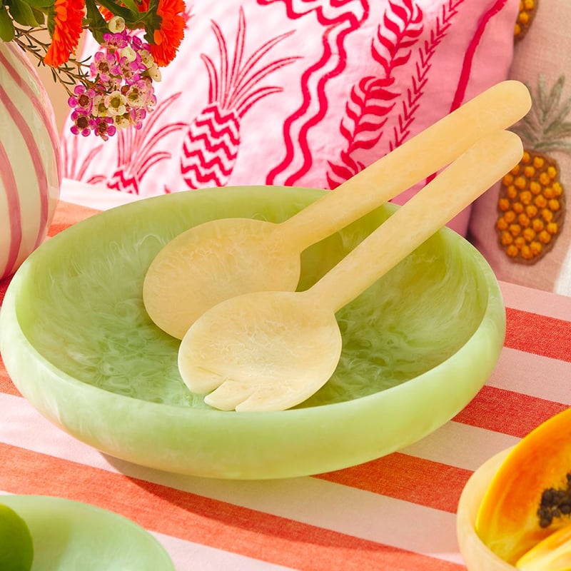 Calypso Matte Peach Resin Salad Server Set of 2