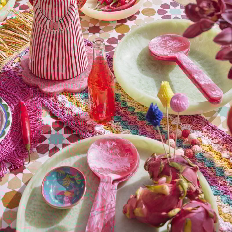 Calypso Matte Raspberry Resin Salad Server Set of 2