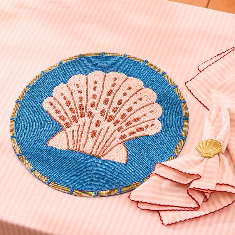 Fiesta Blue Shell Beaded Placemat
