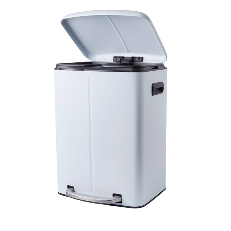 Retro White Double Kitchen Bin