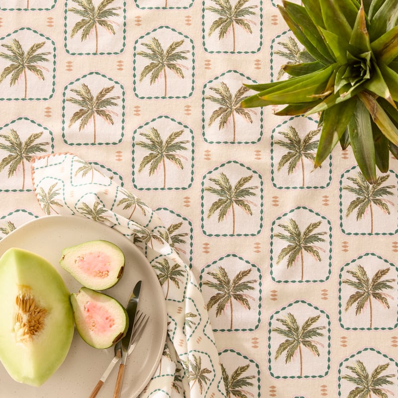 Palm Grove Green Tablecloth