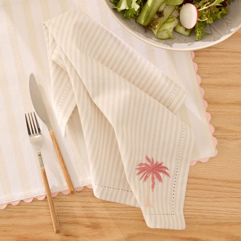Stripe Pink Palm Napkins Pack of 2