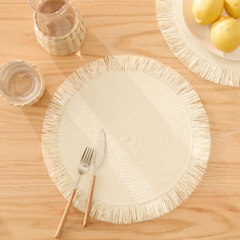 Fringe Off-White Woven Placemat Pack of 2