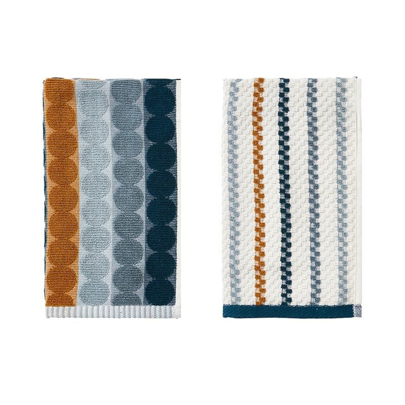 Mimi Blue & Mustard Cotton Bamboo Tea Towel Pack of 2