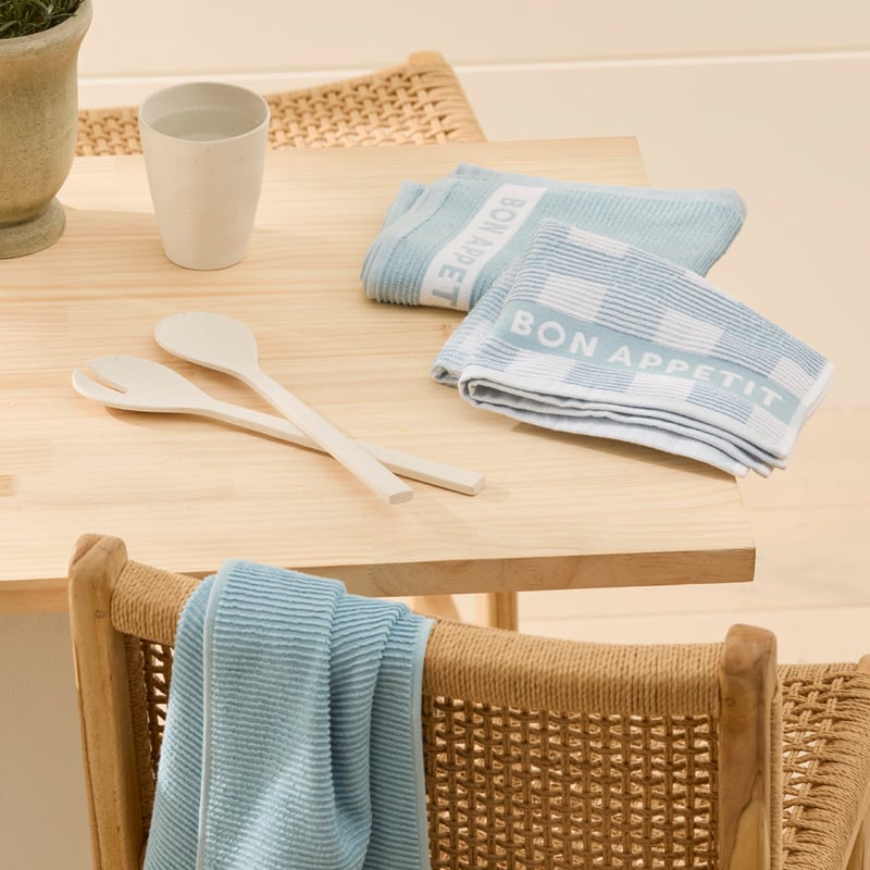 Australian Cotton Chambray Blue Tea Towels Pack of 3