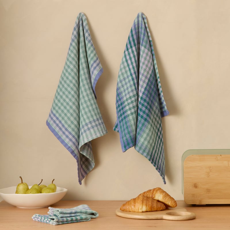 Stonewashed Jewels Waffle Check Tea Towel & Washcloth Pack of 4