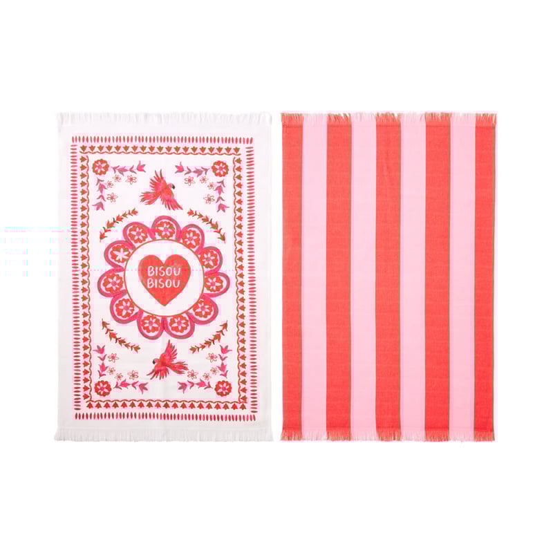 C'est La Vie Bisou Bisou Tea Towel Pack of 2