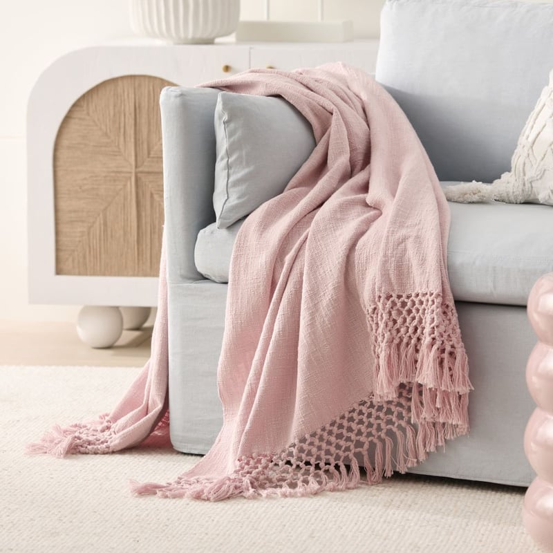 Macrame Pink Knot Throw