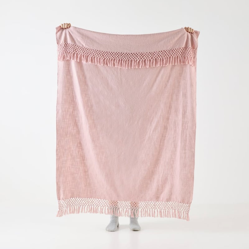 Macrame Pink Knot Throw