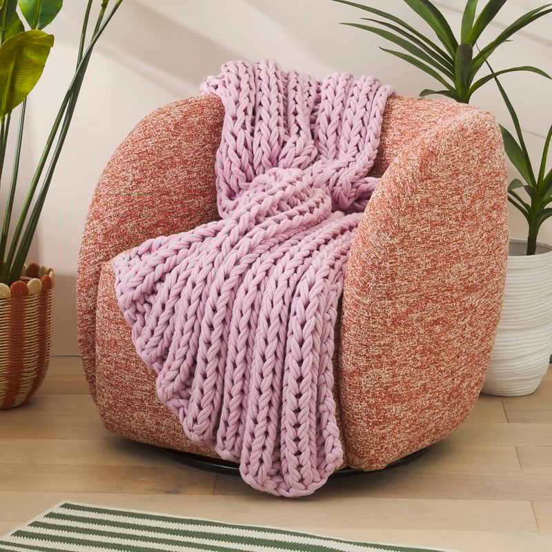 Newport Orchid Chunky Knit Throw