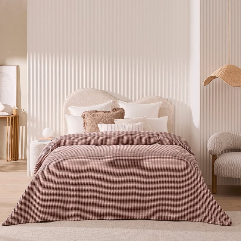 European Turkish Cotton Natural & Brown Waffle Blanket