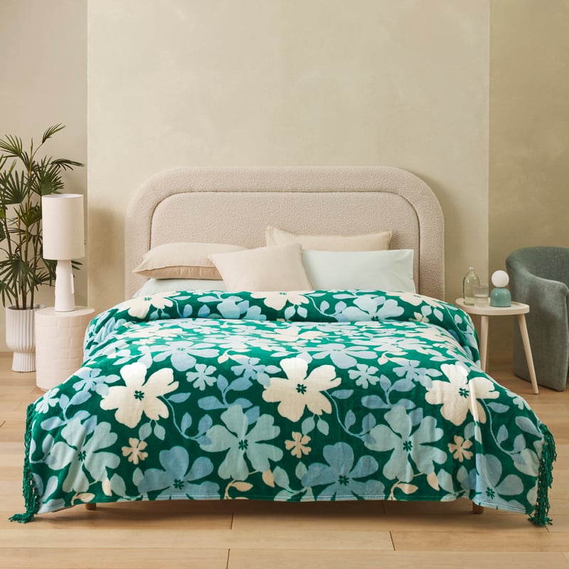Supersoft Carmen Floral Blue Blanket