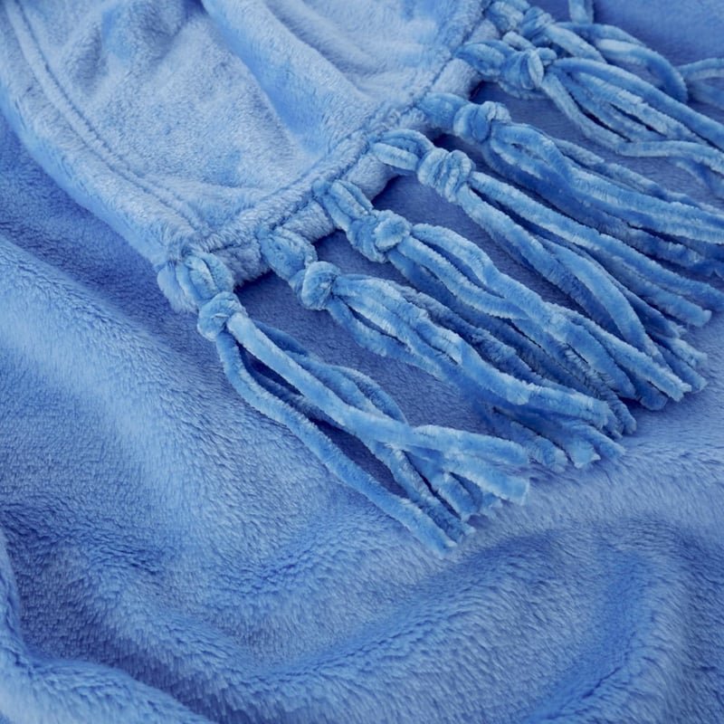 Aspen Blue Fleece Tassel Throw