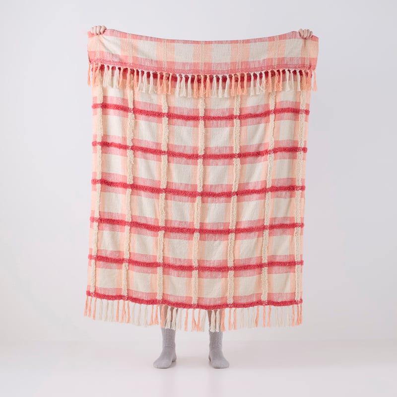 Ani Pink & Peach Check Throw