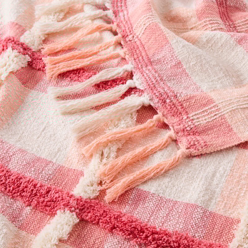 Ani Pink & Peach Check Throw