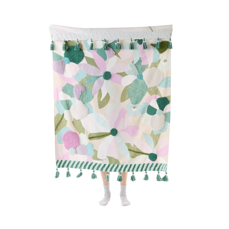 Floral Life Green & Purple Tufted Throw