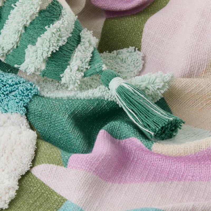 Floral Life Green & Purple Tufted Throw