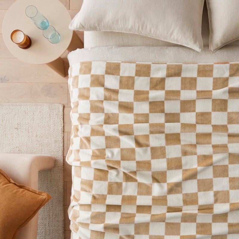 Aspen Tobacco & Natural Check Fleece Blanket