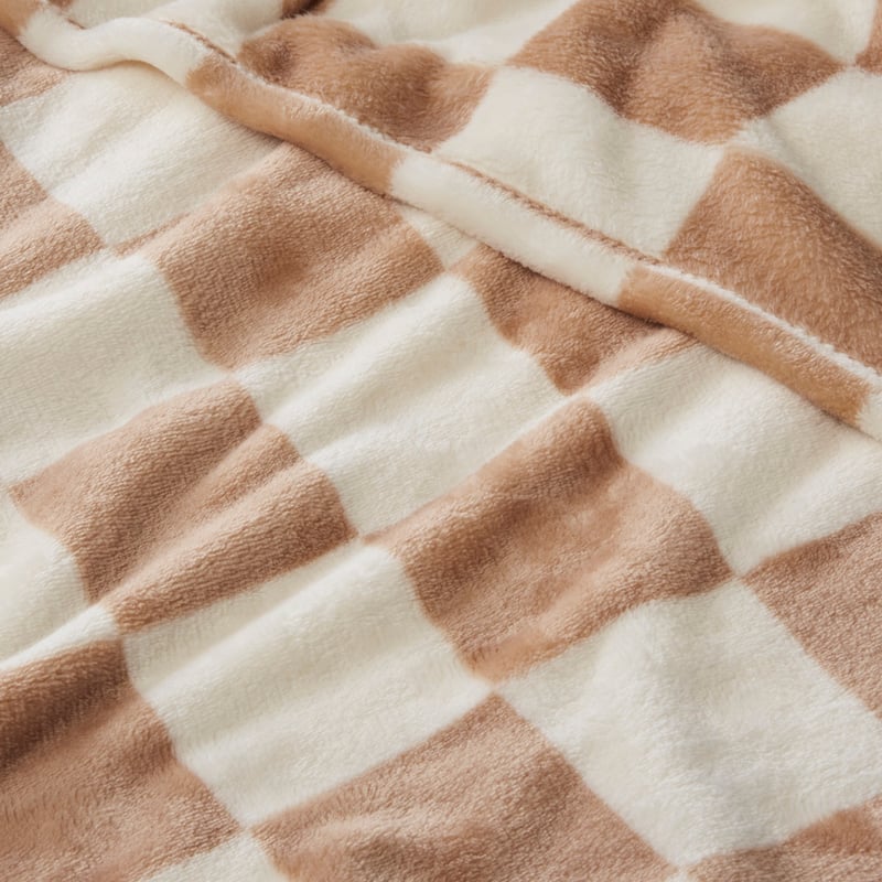 Aspen Tobacco & Natural Check Fleece Blanket