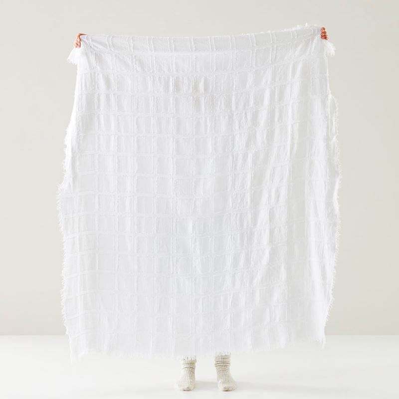 Pasquale White Linen Throw