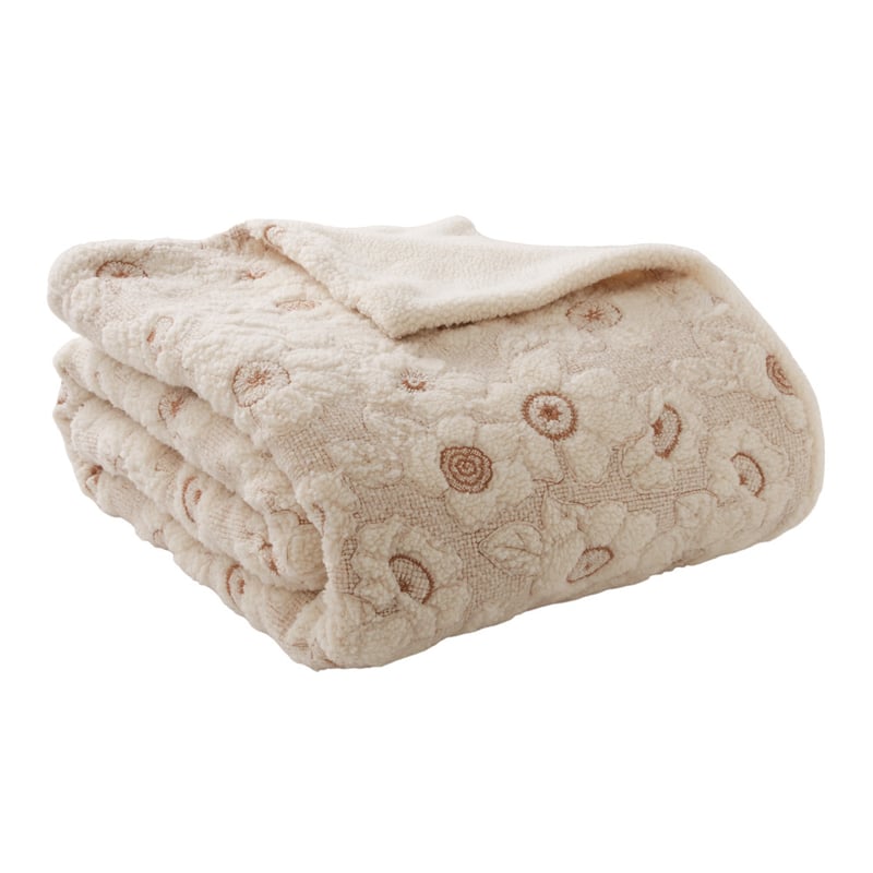 Dreamer Natural Floral Sherpa Blanket