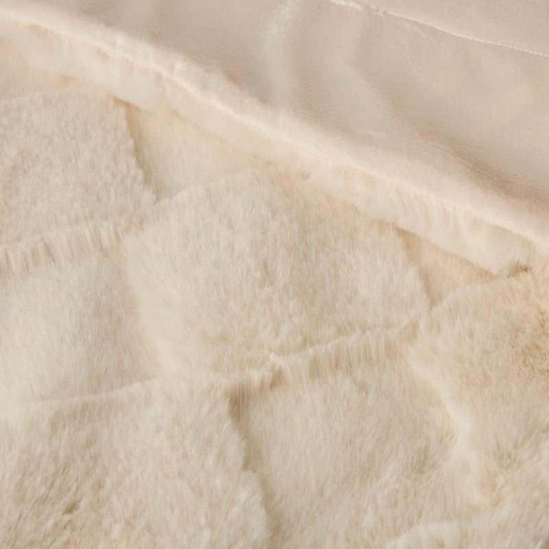 Clea Natural Check Fur Throw