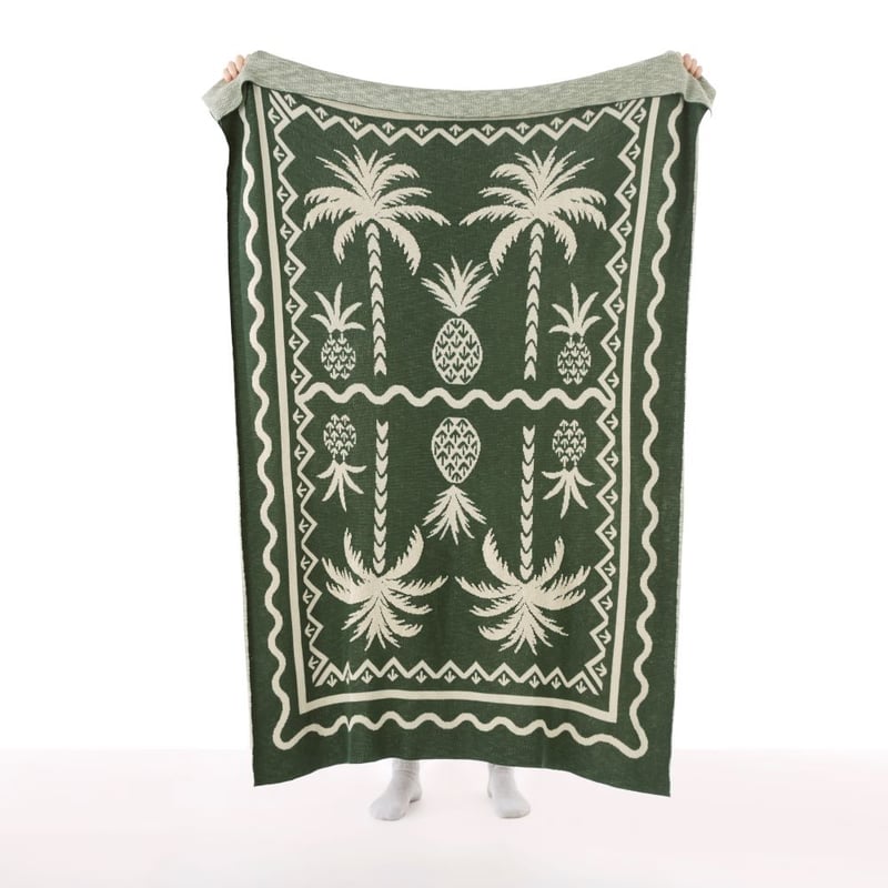Global Traveller Green & Natural Knit Throw