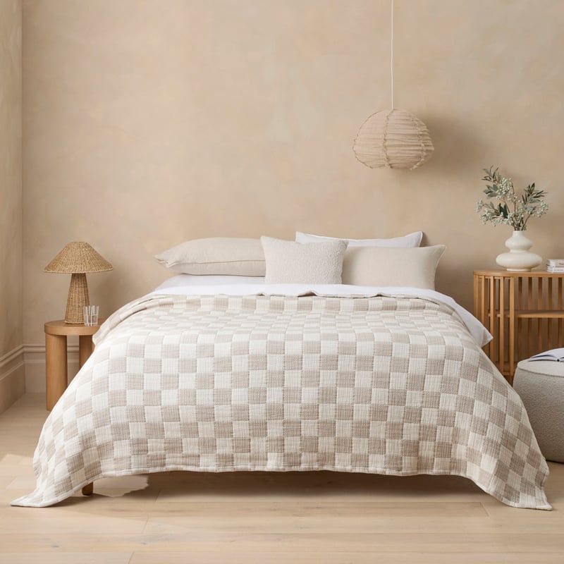 Chiltern Check Natural & White Blanket