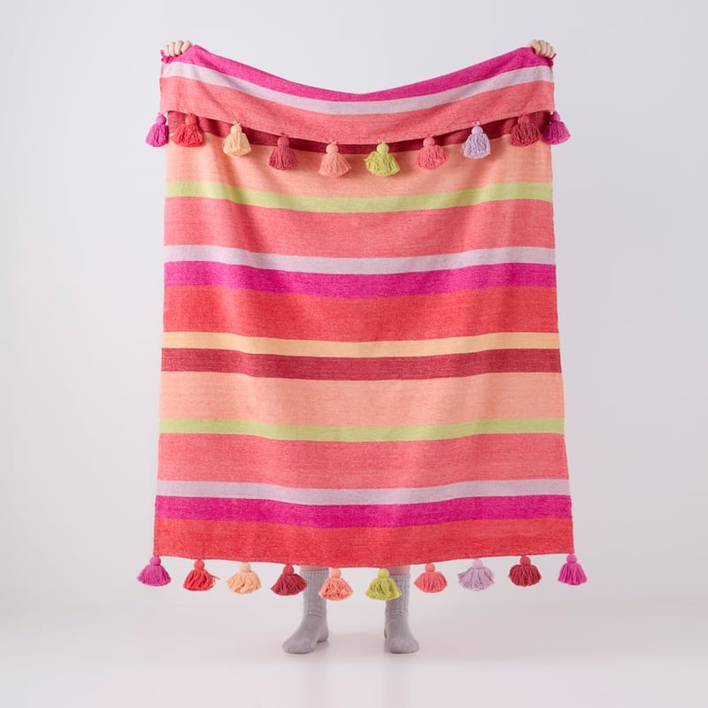 Sunset Fiesta Red & Peach Stripe Throw