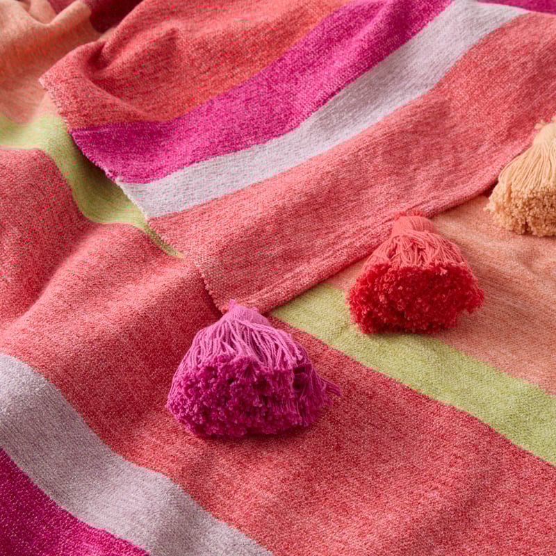 Sunset Fiesta Red & Peach Stripe Throw