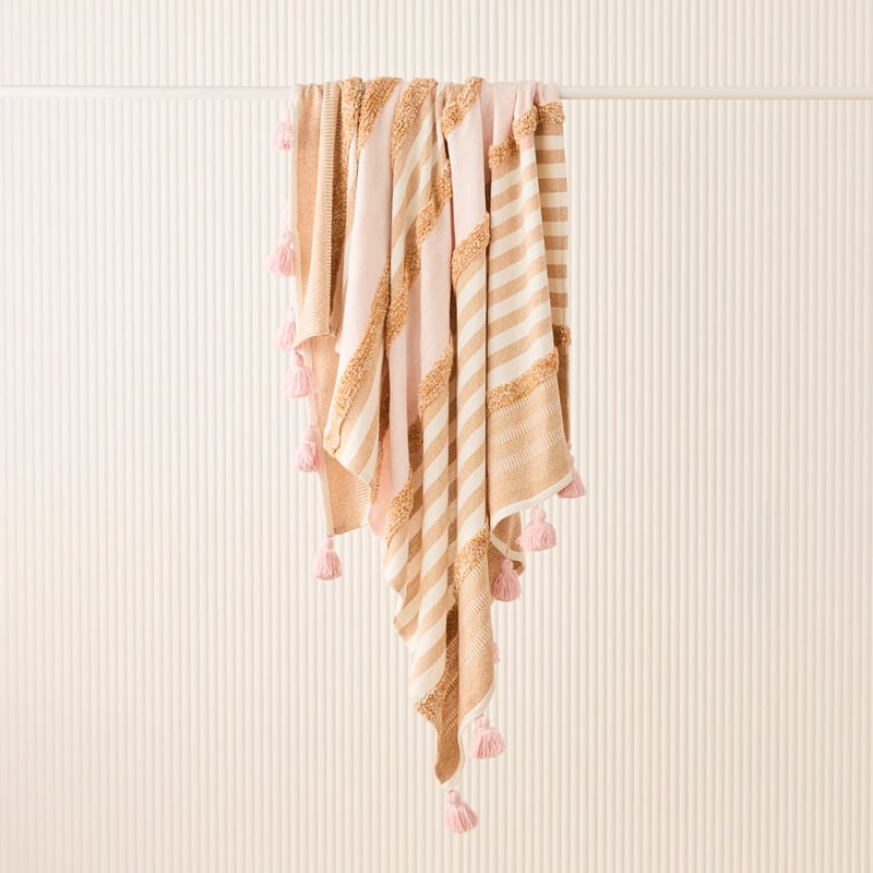Amy Natural & Pink Tufted Throw
