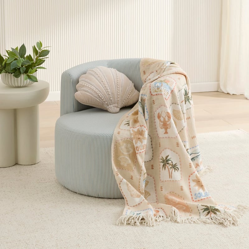 La Plage Postcard Naturals Throw