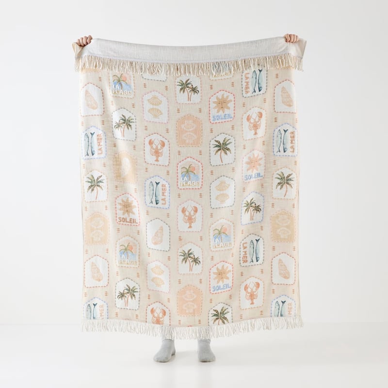 La Plage Postcard Naturals Throw