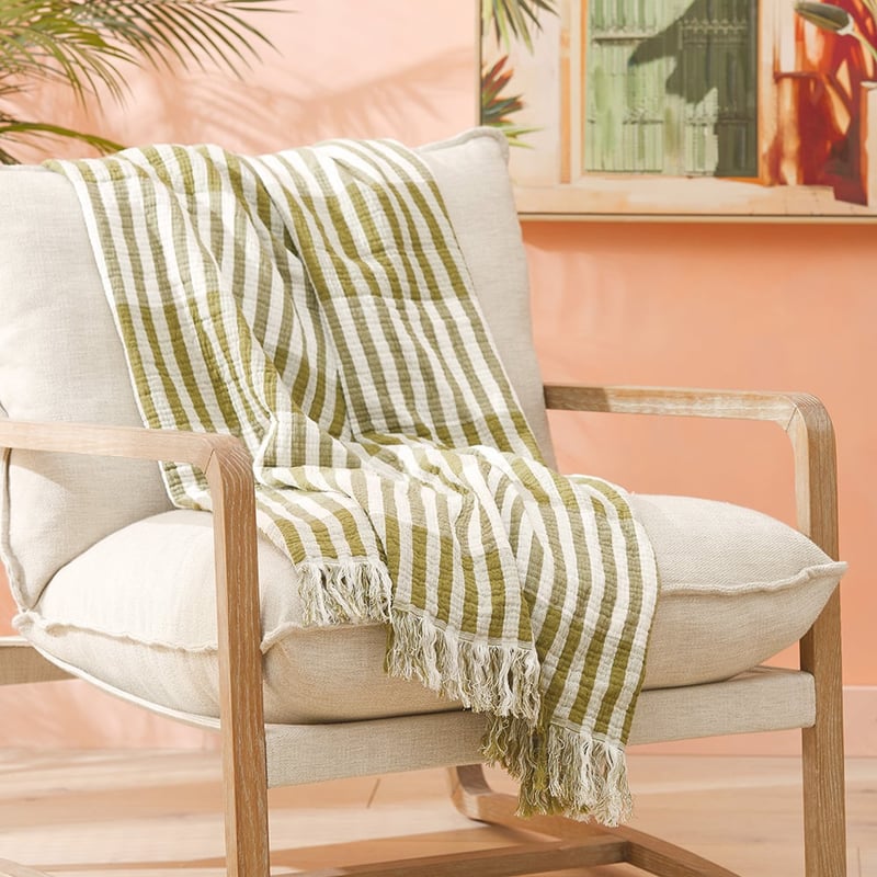 European Sofia Olive Green Throw